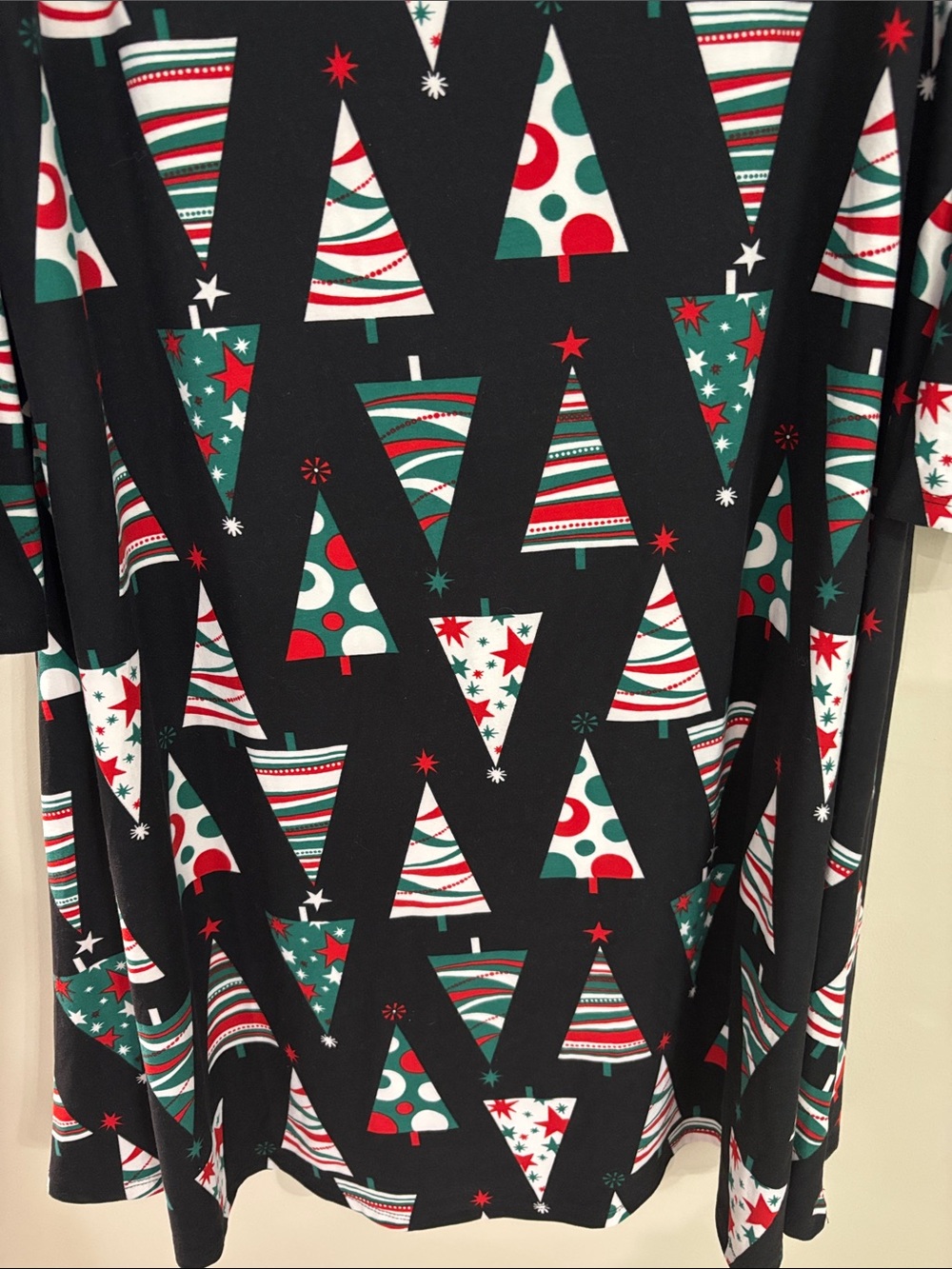 North Pole Women’s Black Christmas Tree Print Swing Dress - Picture 3 of 5